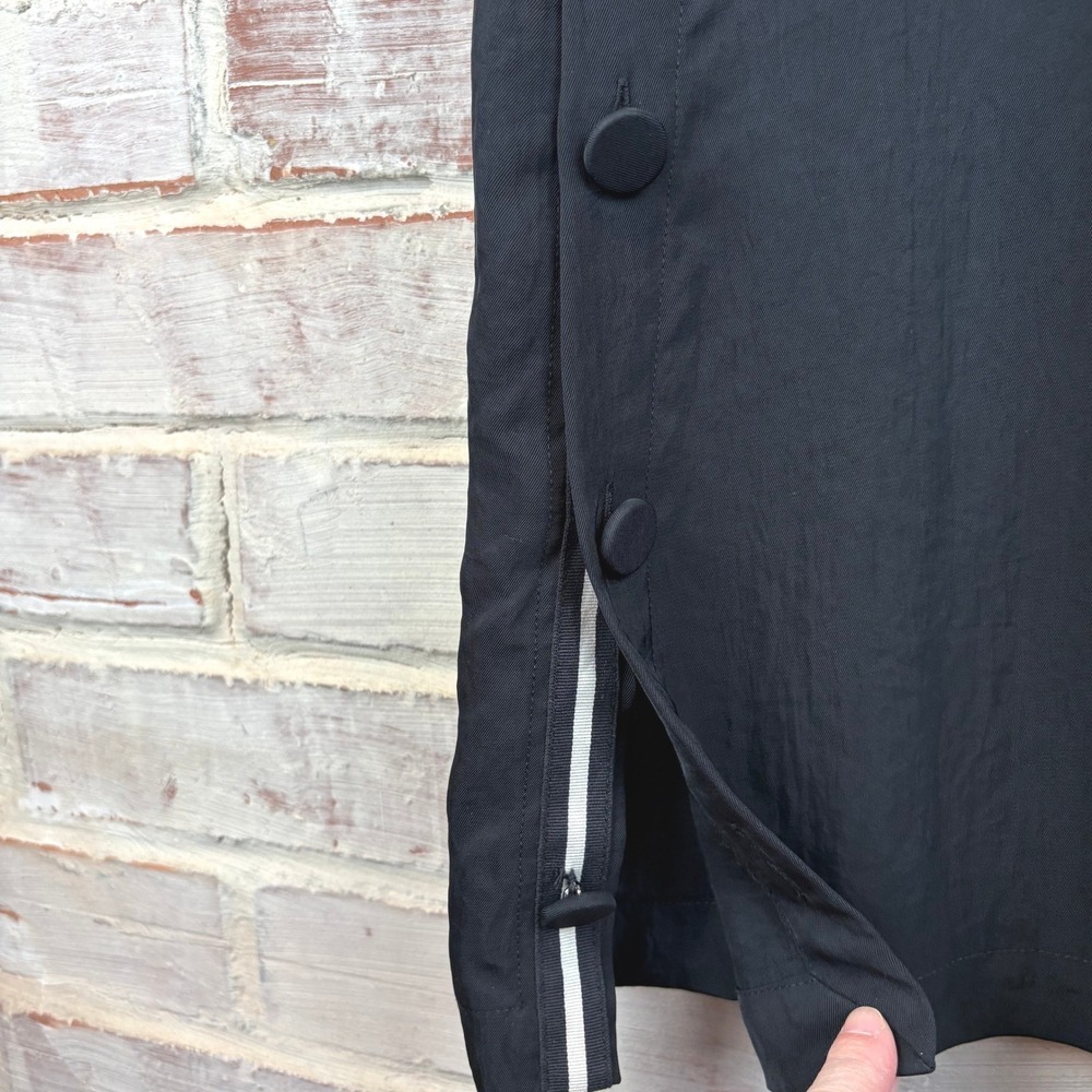 Rag & Bone Black Mock Neck Shift Dress S Covered Buttons Side Slits Quiet Luxury - Picture 5 of 11